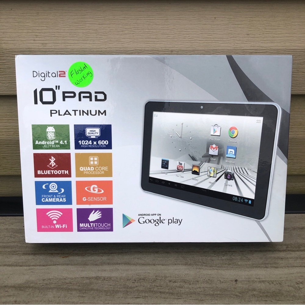 Digital2 10” Pad Platinum Android QuadCore Silver Tablet Model D2-1061G-MS FPOR